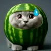 Эмодзи кот в арбузе