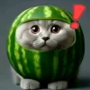 Эмодзи кот в арбузе