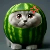 Эмодзи кот в арбузе