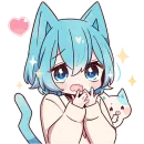 Стикер Голубой котик 2