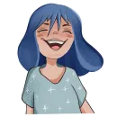 Стикер Blue hair girl