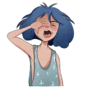 Стикер Blue hair girl