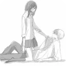 Стикер Чб аниме пара