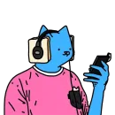 Стикер Cat absolutelly blue
