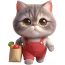 Стикер Кот в комбинезоне