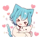 Стикер Голубой котик-кун