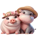 Стикер Бегемотик и Хрю