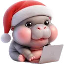 Стикер Новогодний бегемотик