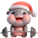 Стикер Новогодний бегемотик