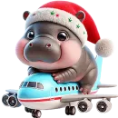 Стикер Новогодний бегемотик