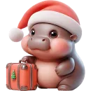 Стикер Новогодний бегемотик