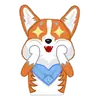 Стикер Love, Tennis & Corgi