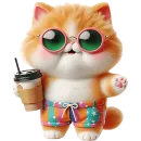 Стикер Летний котик