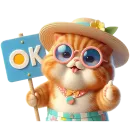Стикер Летний котик