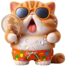 Стикер Летний котик