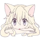 Стикер Белая кошка девочка