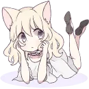 Стикер Белая кошка девочка