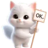 Стикер Белая котька
