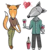 Стикер Wolf and Fox