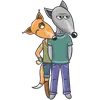 Стикер Wolf and Fox