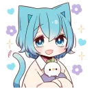 Стикер Голубой котик-кун