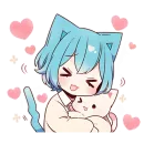 Стикер Голубой котик-кун