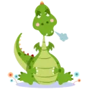 Стикер Зеленый Динозаврик